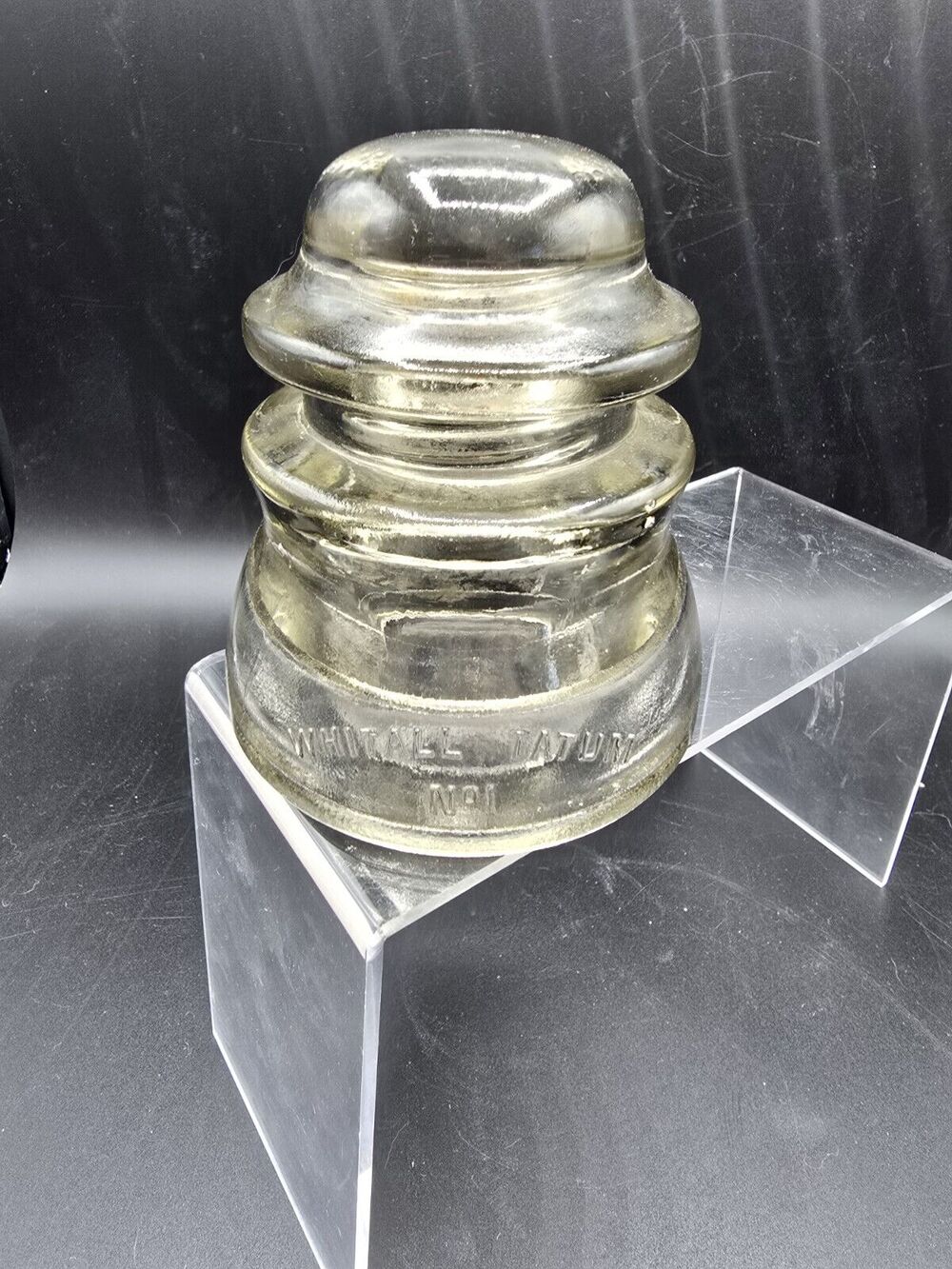 Vintage WHITALL TATUM NO 1 Glass Insulator Clear 72-47 Made In USA